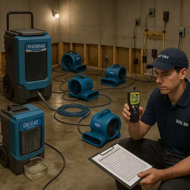 Structural Drying and Dehumidification process in London, OH